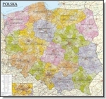 Polska. Mapa administracyjno-samochodowa (listwa) laminowana mapa ścienna w skali 1:570 000