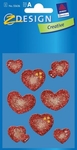 Naklejki brokatowe - serca czerwone (55636) *