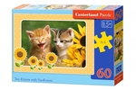 Puzzle 60 elementów Two Kittens with Sunflower