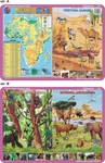 Podkładka edukacyjna. Afryka mapa fizyczna, zwierzęta ? pustynia Sahara, dżungla, sawanna
