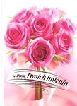 Karnet B6 Kwiaty imieniny, różowe róże  FF1283