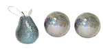 Bombki cekinowe x3 różne kształty srebrne
