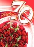 Karnet 70 Urodziny czerwone róże B6