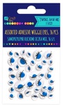 Samoprzylepne ruchome oczka z rzęsami mix - niebieskie, 36 szt (KSOC-031)