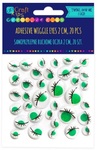 Samoprzylepne ruchome oczka z rzęsami mix - zielone, 36 szt (KSOC-032)