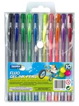 Długopis jednorazowy, żelowy Lambo, 10 kolorów fluorescencyjnych w etui L316W10 BF