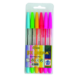 Długopis jednorazowy Beifa Neon, wkład 1,0mm, 6 neonowych kolorów w etui (AA943-6F BF)