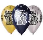 Balony Premium Happy Birthday 18 metaliczne 12" 6szt