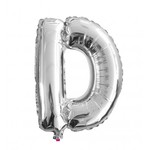 Balon Litera "D" 40cm (16") srebrny