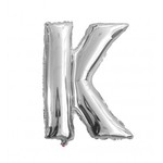 Balon Litera "K" 40cm (16") srebrny