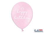 Balony 30cm happy birthday Baby pink op.6szt