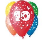 Balon 12" z nadrukiem "10" pastel mix 5szt.