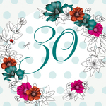 Karnet Swarovski kwadrat Urodziny 30 kwiaty CL1430