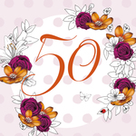 Karnet Swarovski kwadrat Urodziny 50 kwiaty CL1450