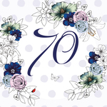 Karnet Swarovski kwadrat Urodziny 70 kwiaty CL1470