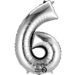 Balon foliowy Cyfra "6" srebrna 86cm