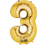 Balon foliowy Cyfra "3" złota 86cm