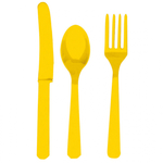 Sztućce żółte - plastikowe (8 widelców, 8 łyżek, 8 noży)