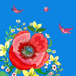 Karnet Swarovski kwadrat Kwiaty- niebieski CL0607