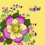 Karnet Swarovski kwadrat Kwiaty- żółty  CL0609