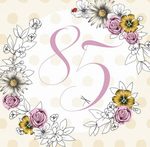 Karnet Swarovski kwadrat CL1485_PO Urodziny 85 kwiaty