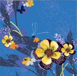 Karnet Swarovski kwadrat CL2911 Kwiaty ciemnoniebieski