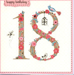 Karnet kwadrat Urodziny 18 + koperta
