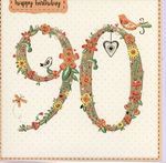 Karnet kwadrat Urodziny 90 + koperta