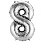 Balon foliowy Cyfra "8" srebrna 86cm