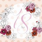 Karnet Swarovski kwadrat CL1418_PO Urodziny 18 kwiaty