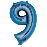 Balon foliowy Cyfra "9" niebieska 86cm