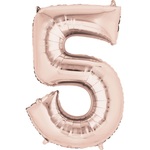 Balon foliowy cyfra "5" różowe złoto 83cm