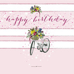 Karnet Swarovski kwadrat CL0202 Urodziny rower z kwiatami