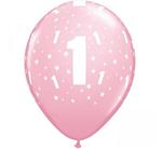 Balon QL 11 z nadrukiem 1 pastel różowy op.6szt.