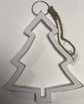 Zawieszka świąteczna drewniana biała choinka 23cm