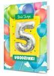 Karnet Urodzinki z balonem "5" 30cm K.BALLOON-5