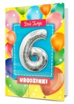 Karnet Urodzinki z balonem "6" 30cm K.BALLOON-6