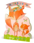 Karnet stojący urodziny liski