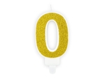 Świeczka urodzinowa cyfra "0" złota