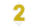 Świeczka urodzinowa cyfra "2" złota