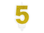 Świeczka urodzinowa cyfra "5" złota