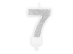 Świeczka urodzinowa cyfra "7" srebrna