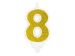 Świeczka urodzinowa cyfra "8" złota