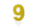 Świeczka urodzinowa cyfra "9" złota