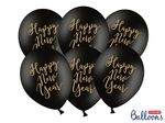Balony 30cm Happy New Year - czarne op.6szt