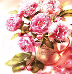Karnet kwiatowy KW FF88 róże ogrodowe w wazonie