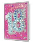 Karnet 18-te urodziny brokat różowo-srebrny HM200-1740