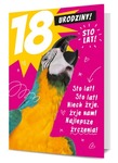 Karnet B6 18-te urodziny papuga