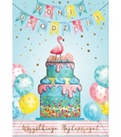 Karnet confetti urodziny tort KNF-015