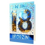 Karnet confetti 18-te urodziny niebieskie KNF-019